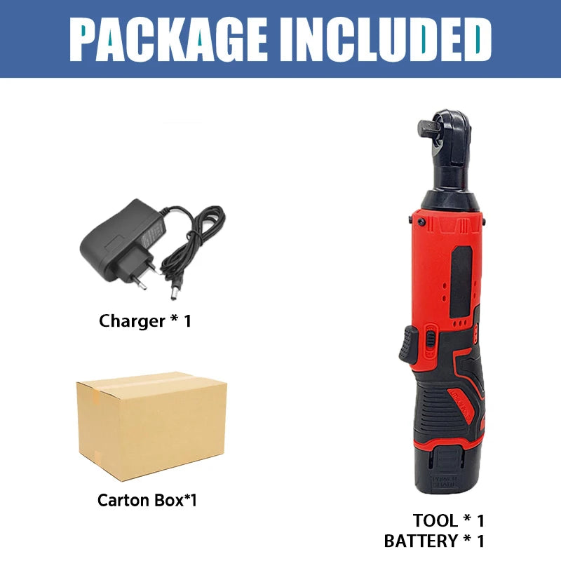 12V/18V Impact Wrench Cordless Rechargeable Electric Wrench 3/8 Inch Right Angle Ratchet Wrenches Impact Driver Power Tool