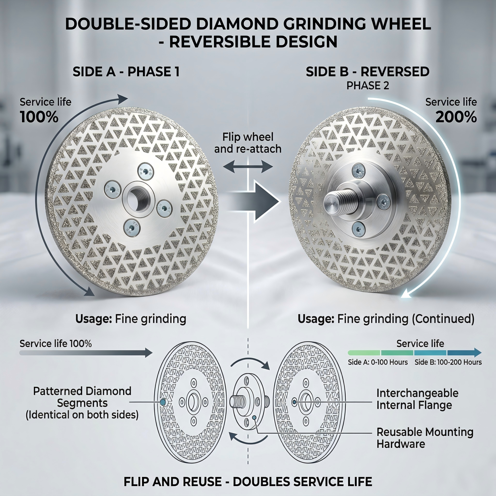 RedhawkPro Full-Star Electroplated Diamond Concrete Grinding Wheel Precision Surface Polishing