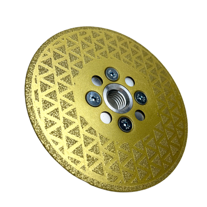RedhawkPro Gold Vacuum Brazed Diamond Grinding Wheel - Heavy Duty Full-Star Disc for Concrete, Granite & Hard Stone Surface Polishing