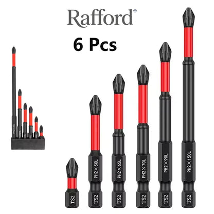 Rafford Anti Slip bits Magnetic Screwdriver bit Set S2 Alloy Steel Impact Resistance Bits-3/6/12Pcs Suitable for Electric Drills