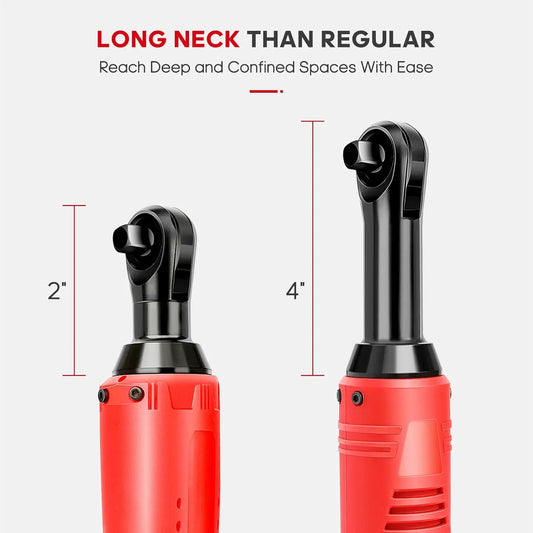 18V Extended Cordless Ratchet Wrench 3/8 Electric Wrenches Set 45 ft-lbs (60 N.m) 400RPM Power,2 Battery 2.0Ah Lithium-Ion,7 Soc