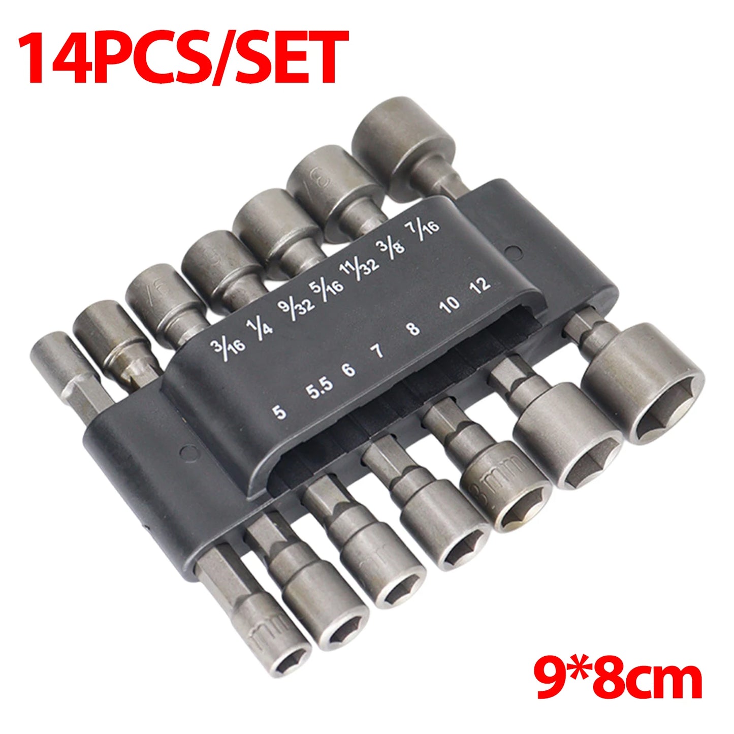 9/14PCS Hexagon Nut Driver Drill Bit Magnetic Socket Screwdriver Wrench Set Drill Bit Adapter Electric Impact Bolt Handle Tools