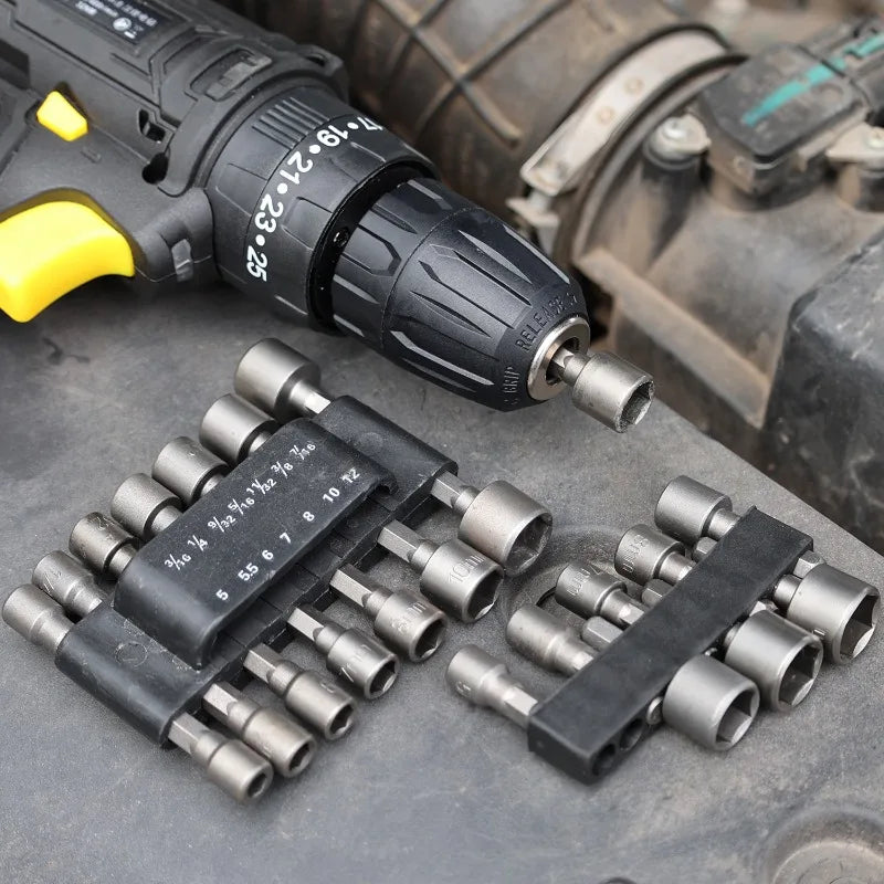 9/14PCS Hexagon Nut Driver Drill Bit Magnetic Socket Screwdriver Wrench Set Drill Bit Adapter Electric Impact Bolt Handle Tools