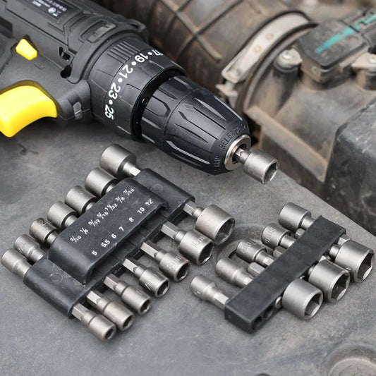9/14PCS Hexagon Nut Driver Drill Bit Magnetic Socket Screwdriver Wrench Set Drill Bit Adapter Electric Impact Bolt Handle Tools