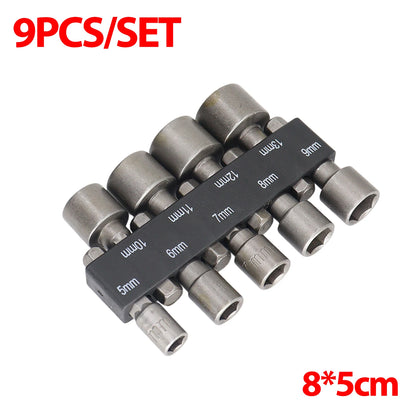 9/14PCS Hexagon Nut Driver Drill Bit Magnetic Socket Screwdriver Wrench Set Drill Bit Adapter Electric Impact Bolt Handle Tools